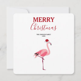 Julens Rosa Flamingo Bird med Santa Hat Card