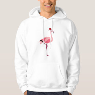 Julens Rosa Flamingo Bird med Santa Hat Hoodie
