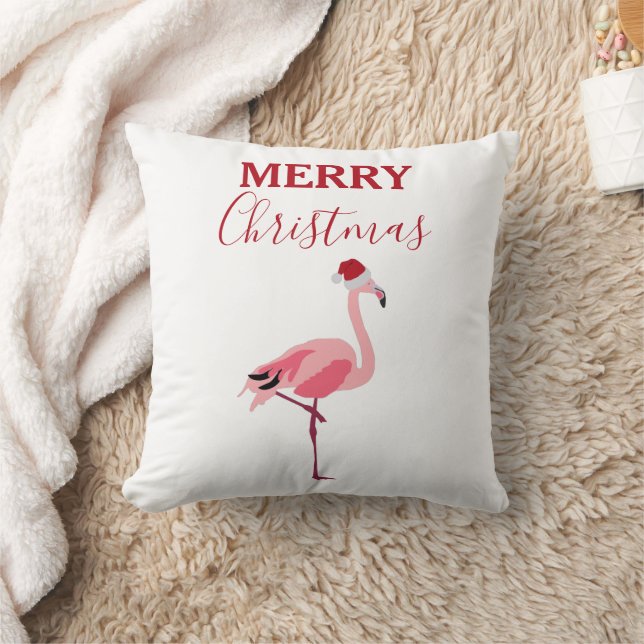 Julens Rosa Flamingo Bird med Santa Hat Kudde (Filt)
