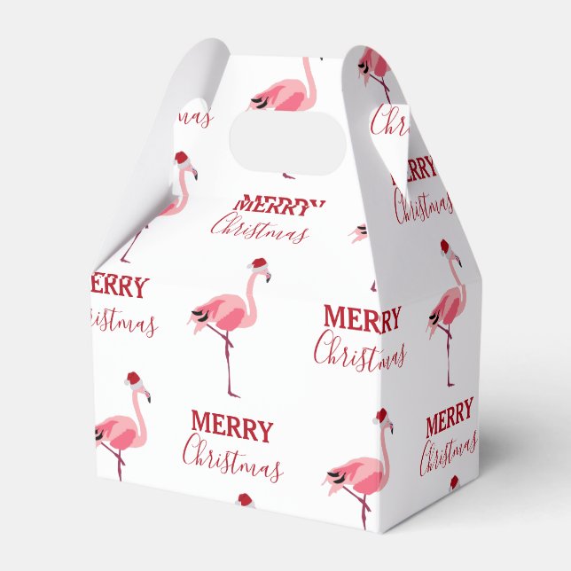 Julens Rosa Flamingo Bird med Santa Hat Presentaskar (Framsidan Sidan)