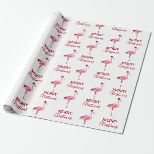Julens Rosa Flamingo Bird med Santa Hat Presentpapper