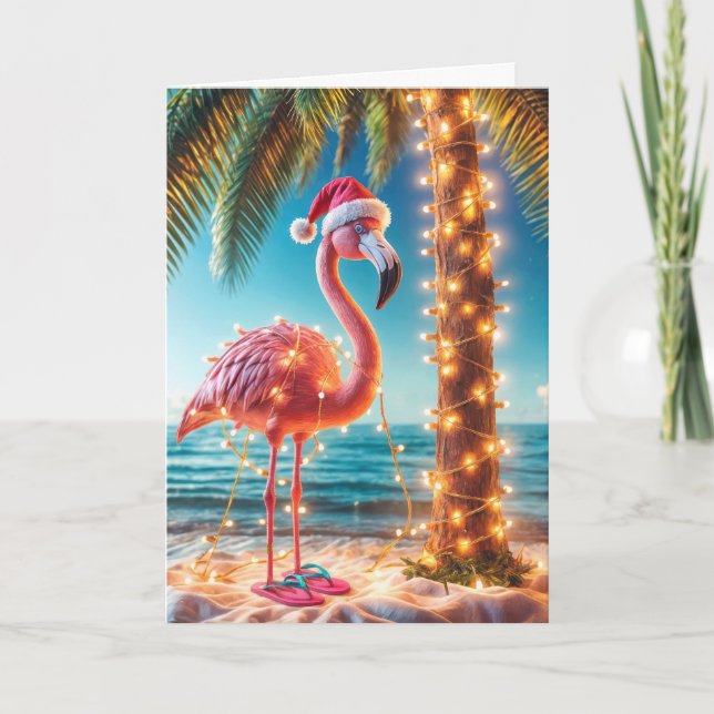 Julens Rosa Flamingo i Tangled Ljus Kort (Framsida)