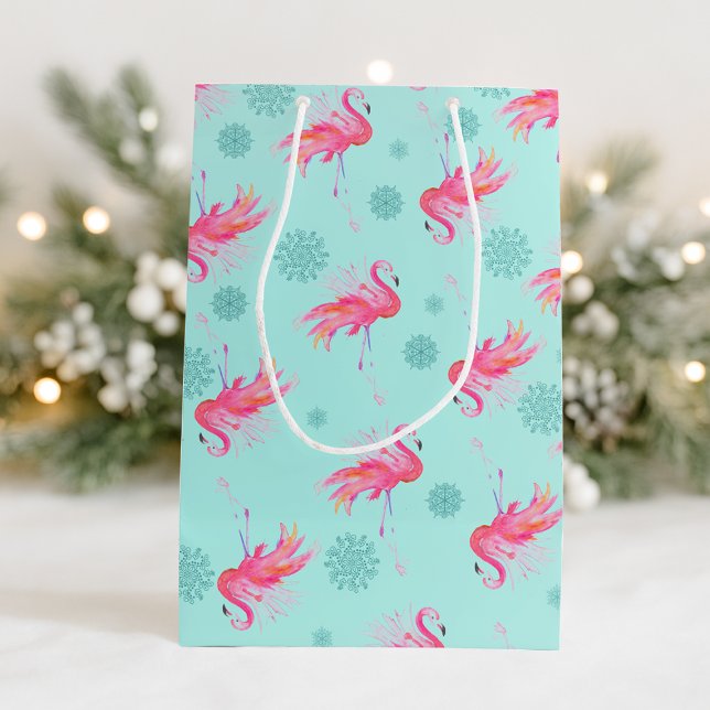 Julens Rosa Flamingo Snowflake (Pink flamingo xmas gift bags)