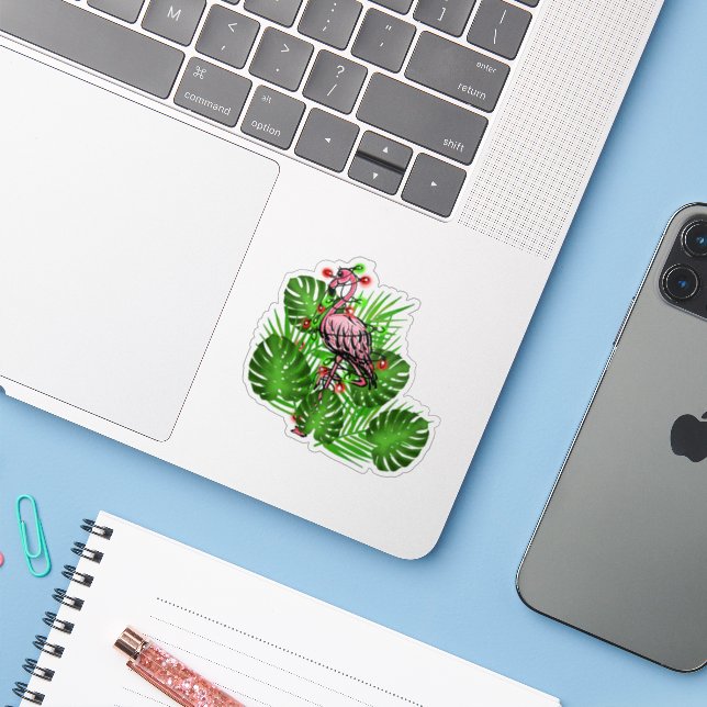 Julens Rosa Flamingo twinkle ljus Klistermärken (Laptop med iPhone)