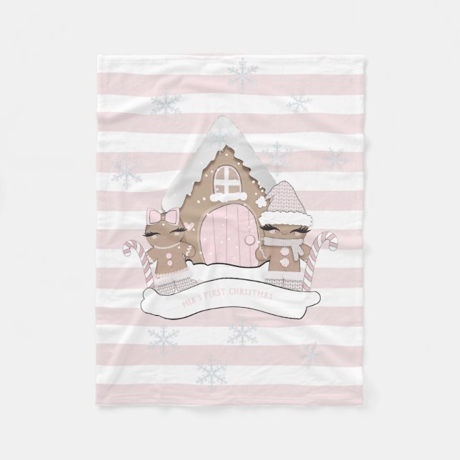 Julens Rosa Gingerbröd Theme Blanket Fleecefilt (Framsidan)