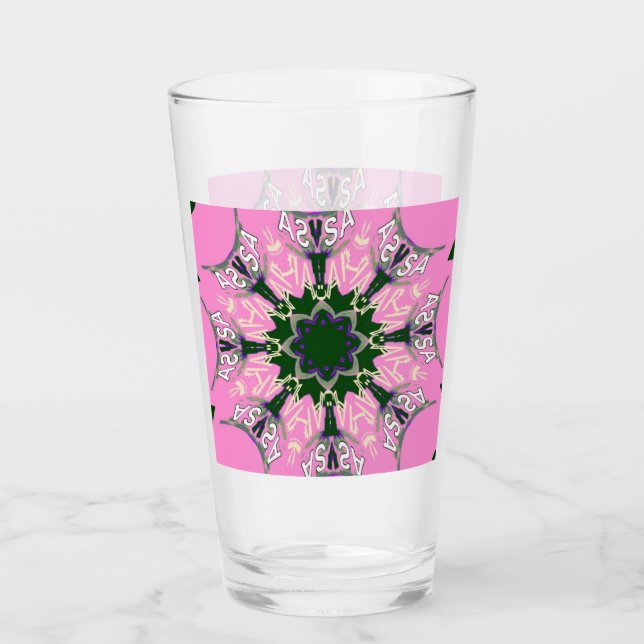 Julens Rosa Lila Monogram Glass Glaskopp (Framsida)