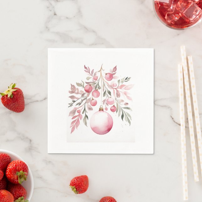 Julens Rosa Ornament Pappersservett (Insitu)