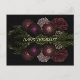 Julens Rosa Red Ornaments Grönt Löv Black Vykort
