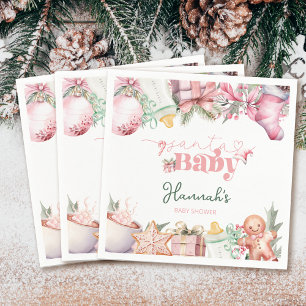 Julens Rosa Santa Baby Shower Pappersservett