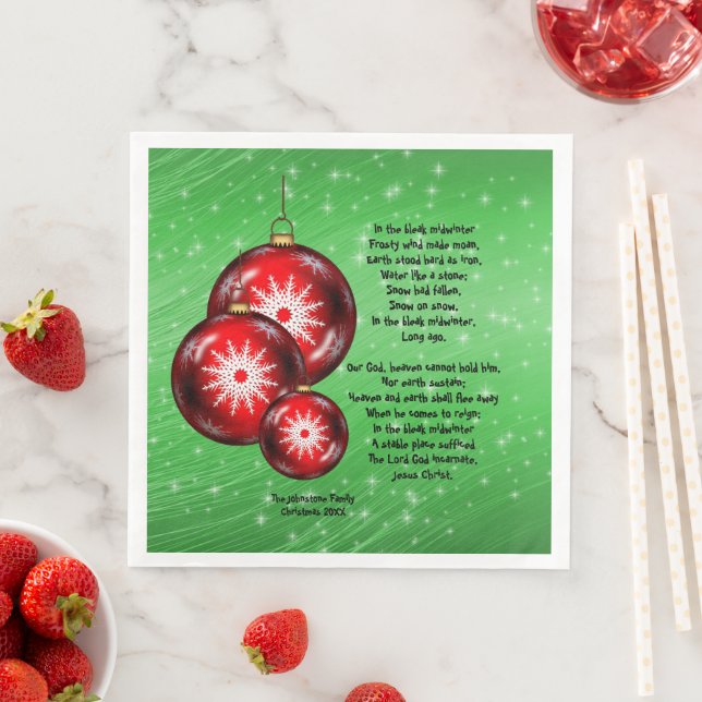 Julens Sång-text i Bleak Midvintertid Pappersservett (Insitu)