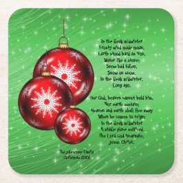 Julens Sång-text i Bleak Midvintertid Underlägg Papper Kvadrat