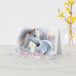 Julens Säsonhälsningar Vackra Horse Snö Kort