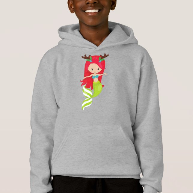 Julens Sjöjungfru, Antlers, Mistletoe, Julafton T Shirt (Framsida)