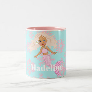 Julens Sjöjungfru Rosa Snöflingor Hett Chocolate Två-Tonad Mugg