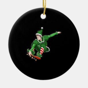 Julens Skater Elf Julgransprydnad Keramik