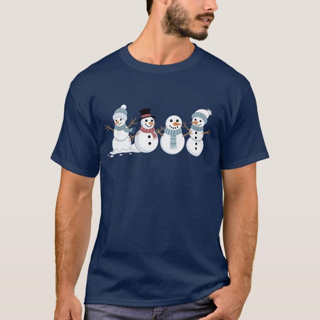 Julens Snögubbar Row Julafton Winter Julhelg T Shirt (Framsida)