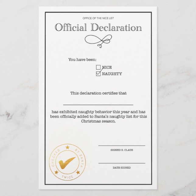 Julens Stygga Lista Deklaration (Framsida)