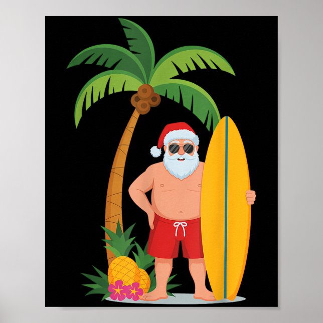 Julens Surfa Santa Beach Ne Vacation Surfing Poster (Framsidan)