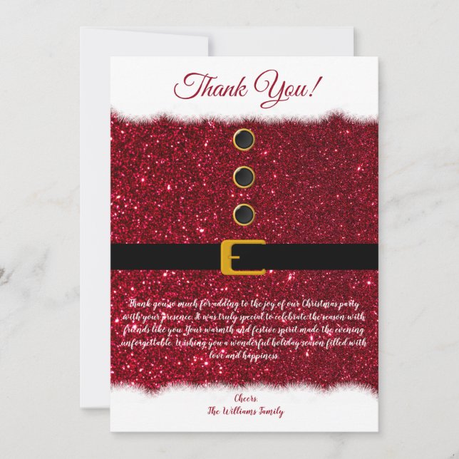 Julens Tack-Santa's Dazzling Red Outfit- Inbjudningar (Framsida)