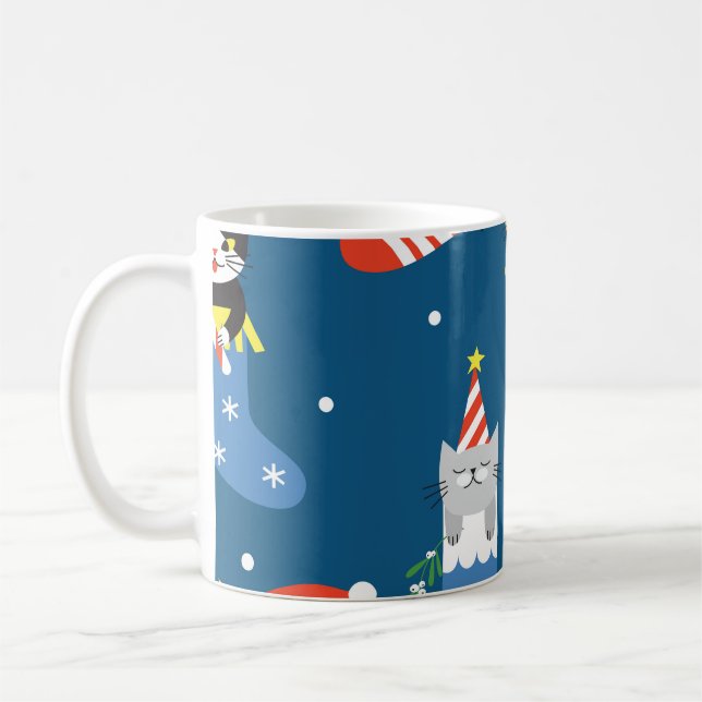 Julens Tecknad Cats Cute Mönster Kaffemugg (Vänster)