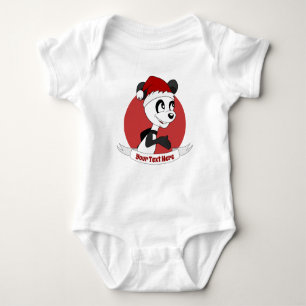 Julens tecknad med söt pandabjörn baby bodysu t shirt