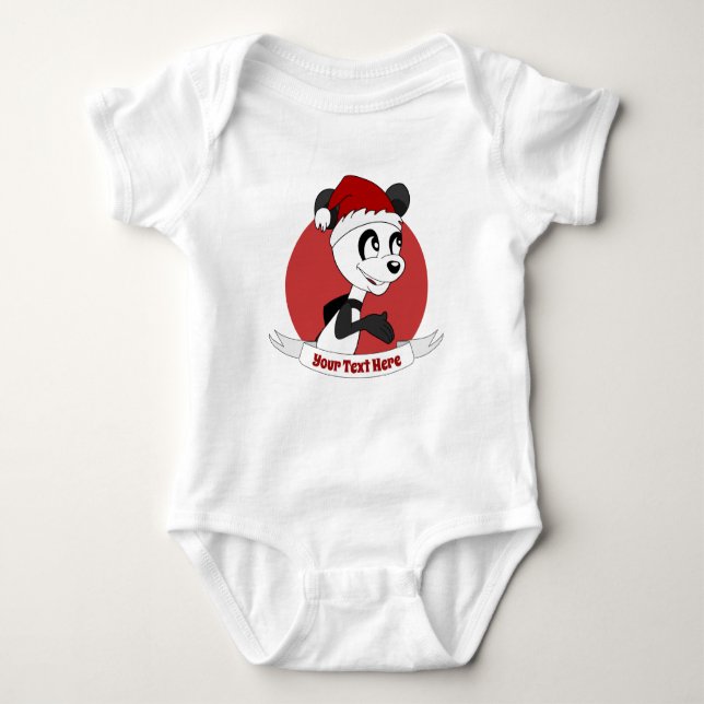 Julens tecknad med söt pandabjörn baby bodysu t shirt (Framsida)