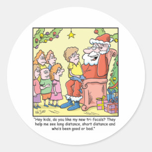 Julens Tecknad om Santas New Glasses Runt Klistermärke