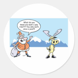 Julens Tecknad Santa och den slående renern Runt Klistermärke