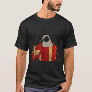 Julens Tecknade Pug i låda - söt hund jul T Shirt
