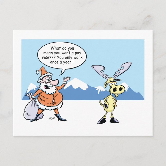 Julens Tecknader Santa och den slående renern Helg Vykort (Framsida)