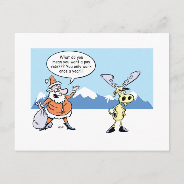 Julens Tecknader Santa och den slående renern Helg Vykort (Framsida)