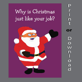 Julens Tjock Man Santa Kontors humor Funny Joke Helgkort