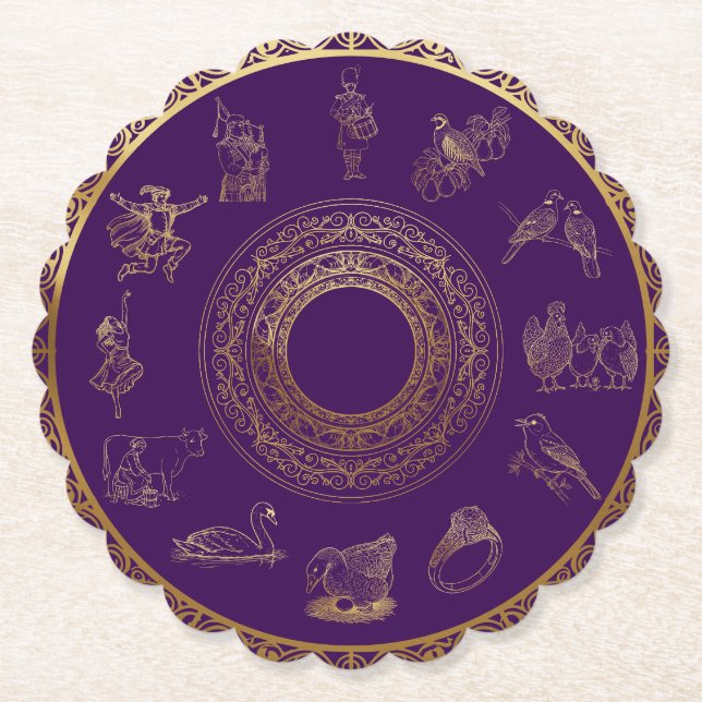 Julens tolv Lilor Underlägg Papper (Framsida)