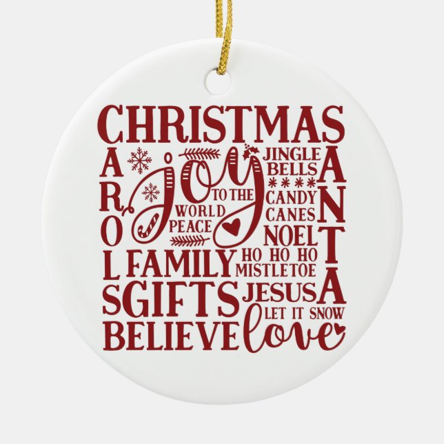 Julens Tunnelbanan Art | Roligt enkel minimal Julgransprydnad Keramik (Framsidan)