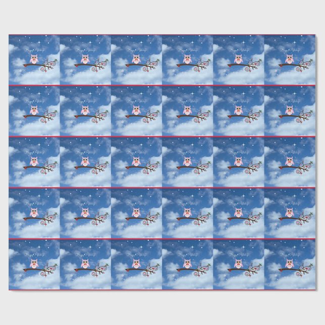 Julens Uggla söt och färglös helgdag Presentpapper (Platt)