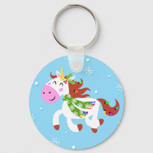 Julens Unicorn-Tecknad Nyckelring