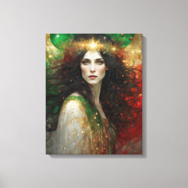 Julens vackra kvinnas anda canvastryck