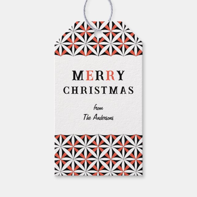 Julens vackra snöflingstjärna mönster CC1281 Presentetikett (Framsidan)