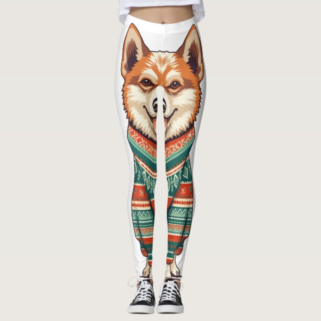 Julens Valp i Mysiga sötare Leggings (Framsida)