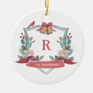 Julens Vapensköld - Monogram - Nyligen använt or Julgransprydnad Keramik