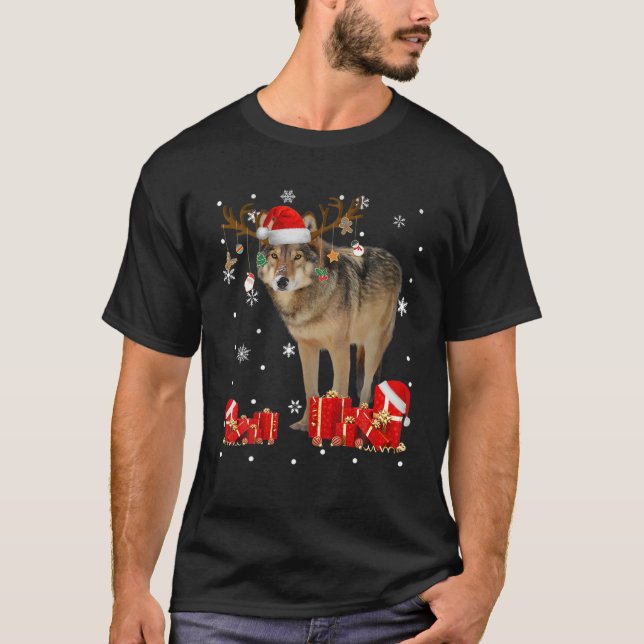 Julens Varg Funny Santa Reindeer Varg Älskare Gif T Shirt (Framsida)