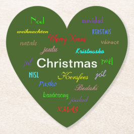 Julens Värld runt Modern Grönt Heart Underlägg Papper