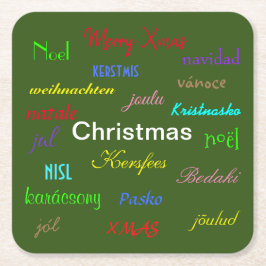 Julens Värld runt Modern Grönt Underlägg Papper Kvadrat