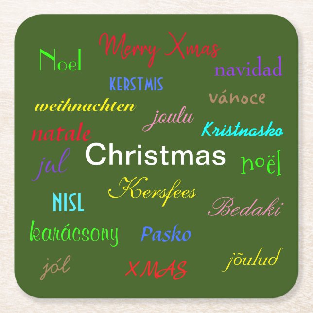 Julens Värld runt Modern Grönt Underlägg Papper Kvadrat (Framsidan)