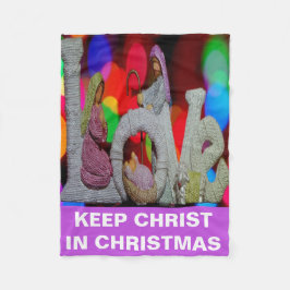 Julens väsen med Kärlek i nativitetsscenen Fleecefilt