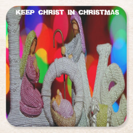 Julens väsen med Kärlek i nativitetsscenen Underlägg Papper Kvadrat