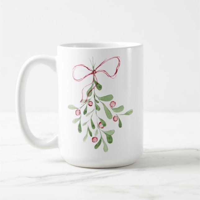 Julens vattenfärg Mistletoe Kaffemugg (Vänster)