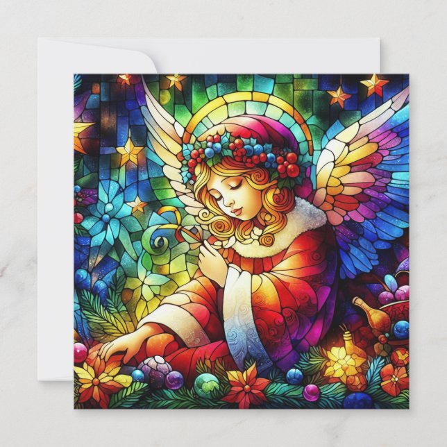 Julens vattenfärgstärkta glastfärgskort julkort (Framsida)