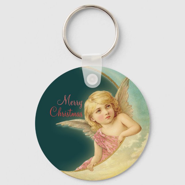 Julens Vintage Angel CC0254 Button Keychain Nyckelring (Framsida)