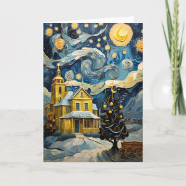 Julens Vintage Art inspirerad av Van Gogh Helgkort